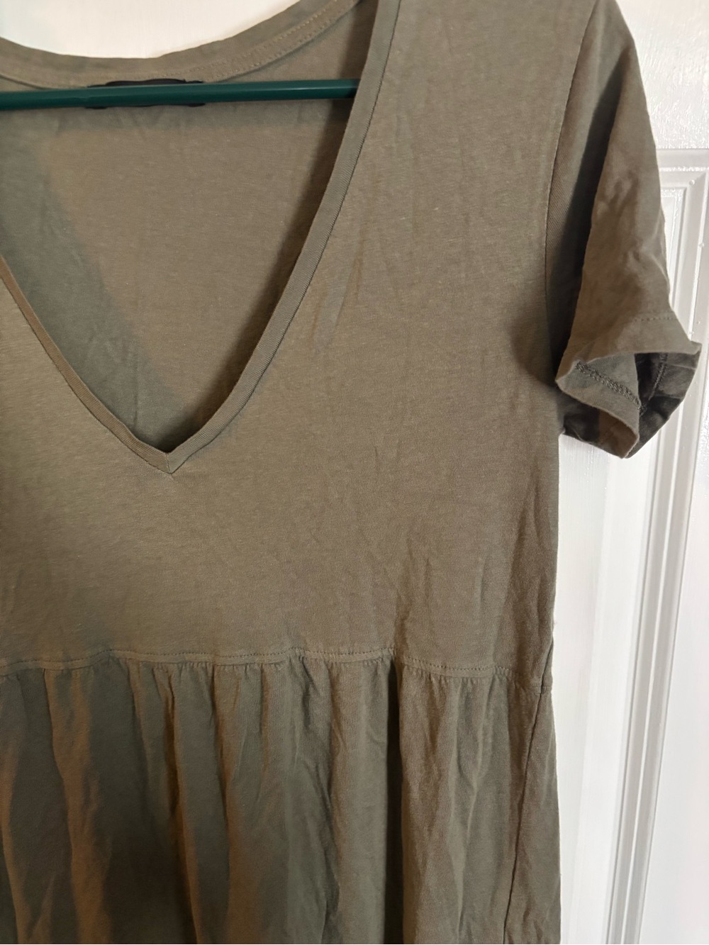 Zara Olive Maxi Dress with V-Neck